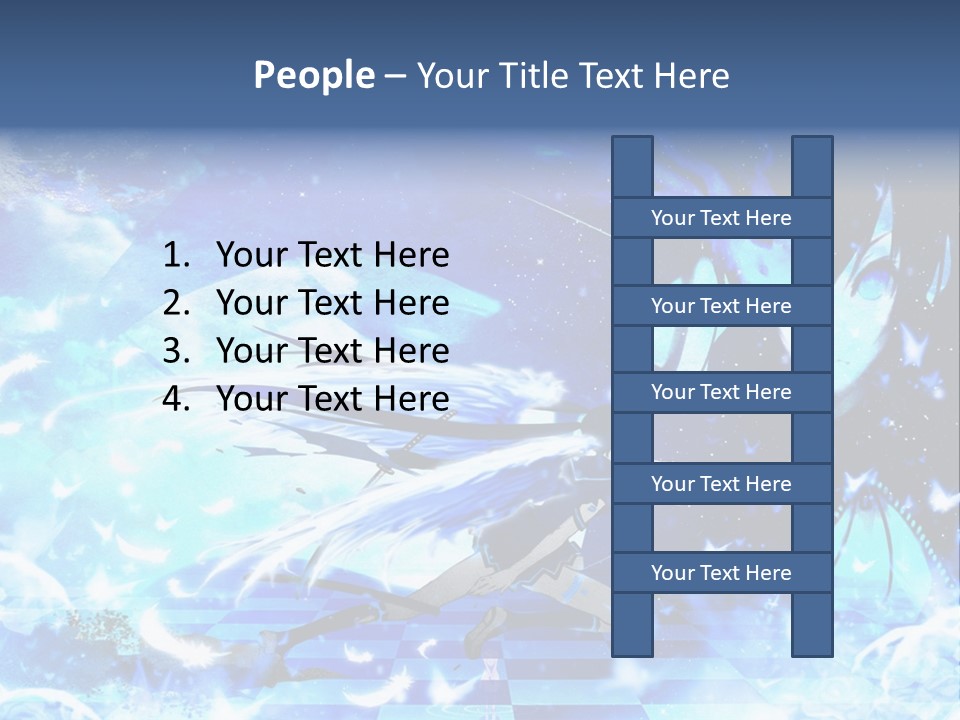 A Woman With Long Hair And A Blue Dress Is Standing In Front Of A Full PowerPoint Template