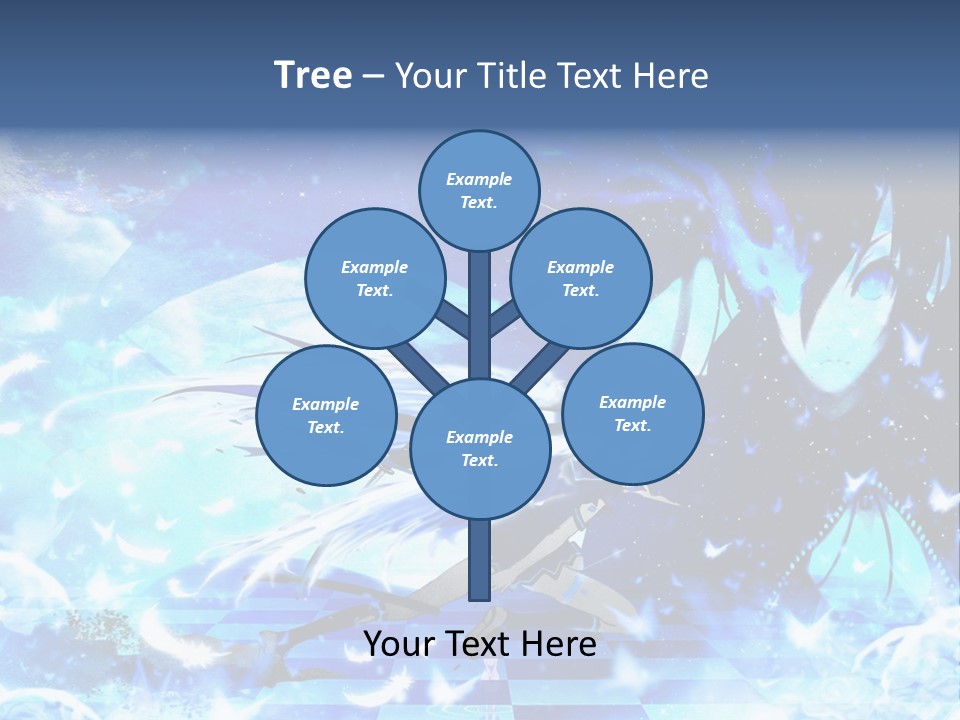 A Woman With Long Hair And A Blue Dress Is Standing In Front Of A Full PowerPoint Template