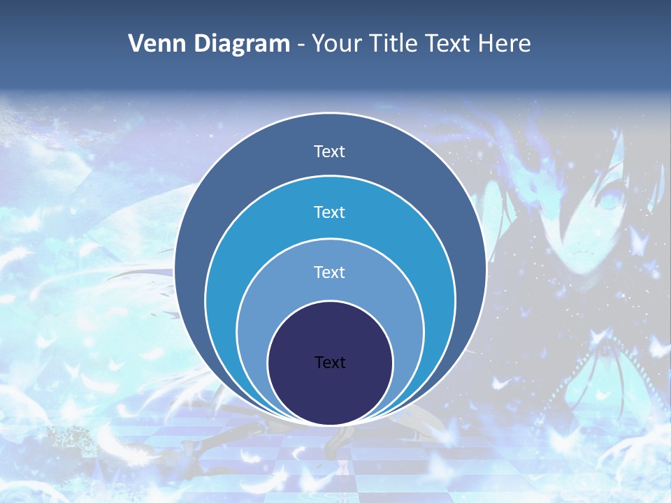 A Woman With Long Hair And A Blue Dress Is Standing In Front Of A Full PowerPoint Template