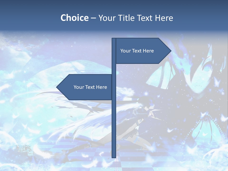 A Woman With Long Hair And A Blue Dress Is Standing In Front Of A Full PowerPoint Template