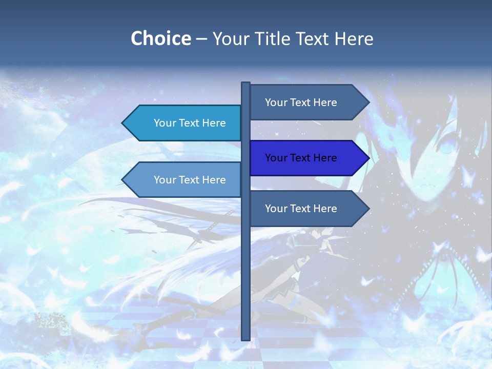 A Woman With Long Hair And A Blue Dress Is Standing In Front Of A Full PowerPoint Template