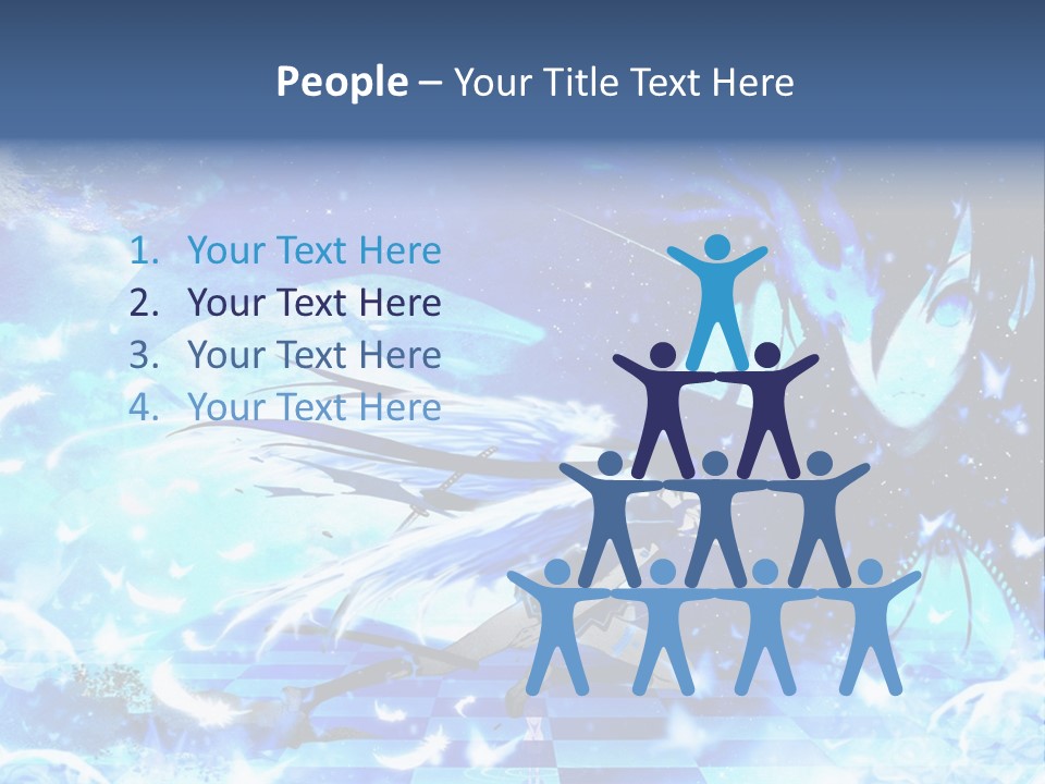 A Woman With Long Hair And A Blue Dress Is Standing In Front Of A Full PowerPoint Template