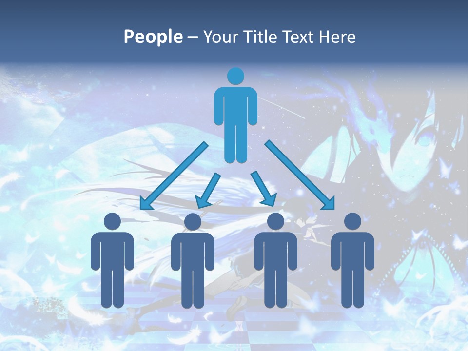 A Woman With Long Hair And A Blue Dress Is Standing In Front Of A Full PowerPoint Template