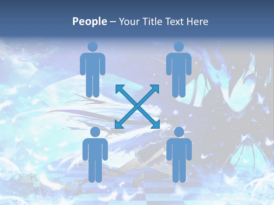 A Woman With Long Hair And A Blue Dress Is Standing In Front Of A Full PowerPoint Template