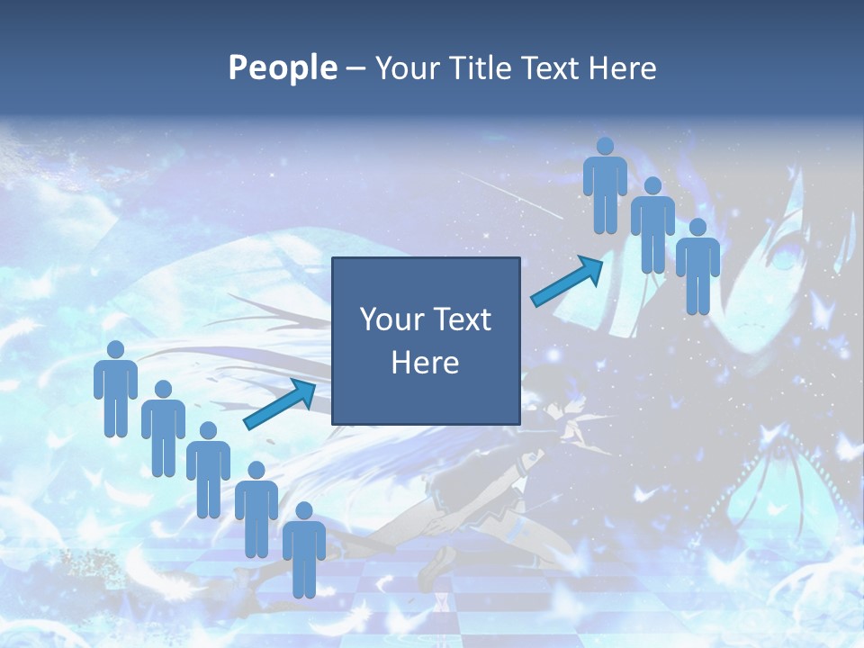 A Woman With Long Hair And A Blue Dress Is Standing In Front Of A Full PowerPoint Template