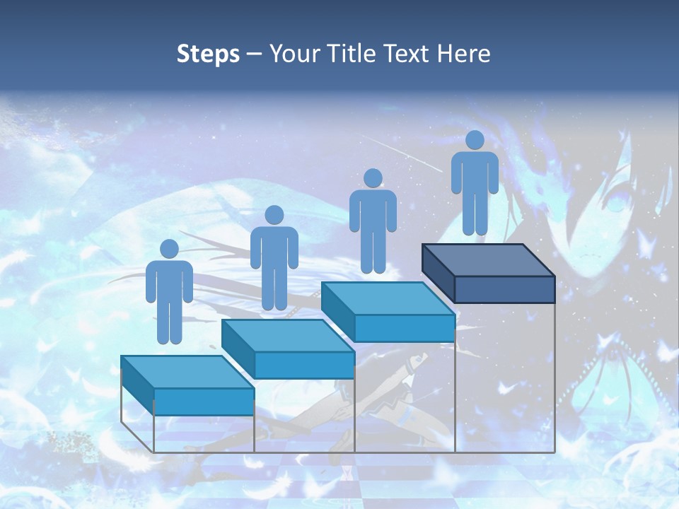 A Woman With Long Hair And A Blue Dress Is Standing In Front Of A Full PowerPoint Template