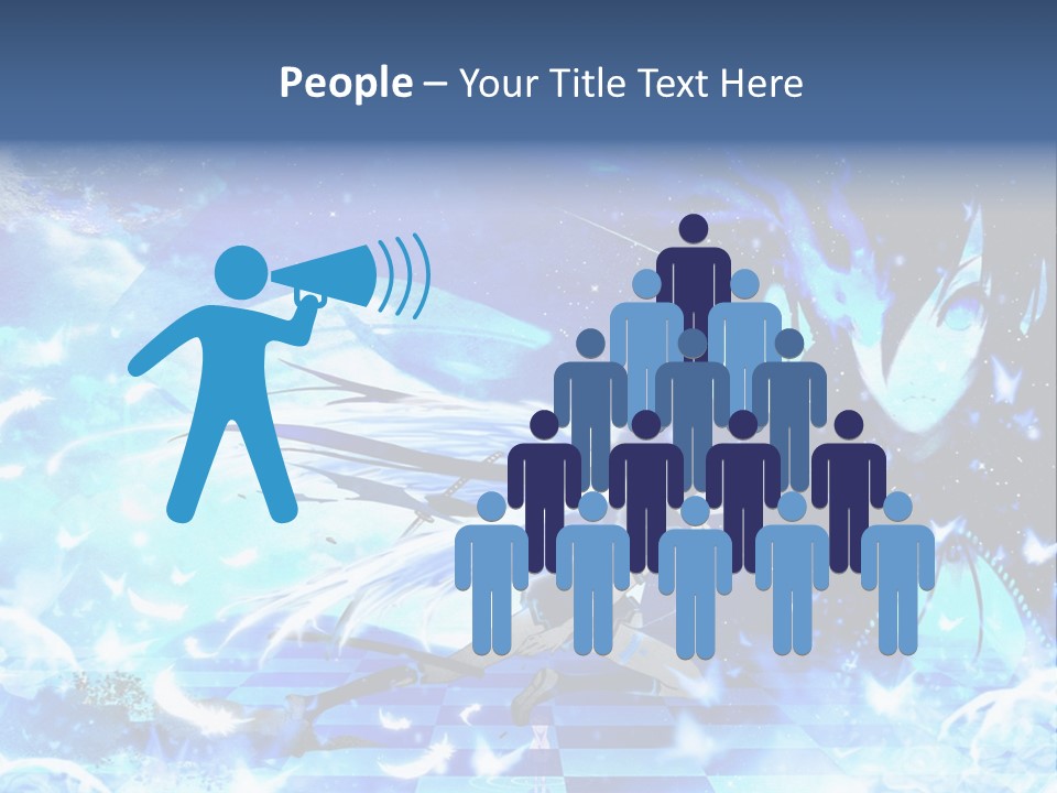 A Woman With Long Hair And A Blue Dress Is Standing In Front Of A Full PowerPoint Template