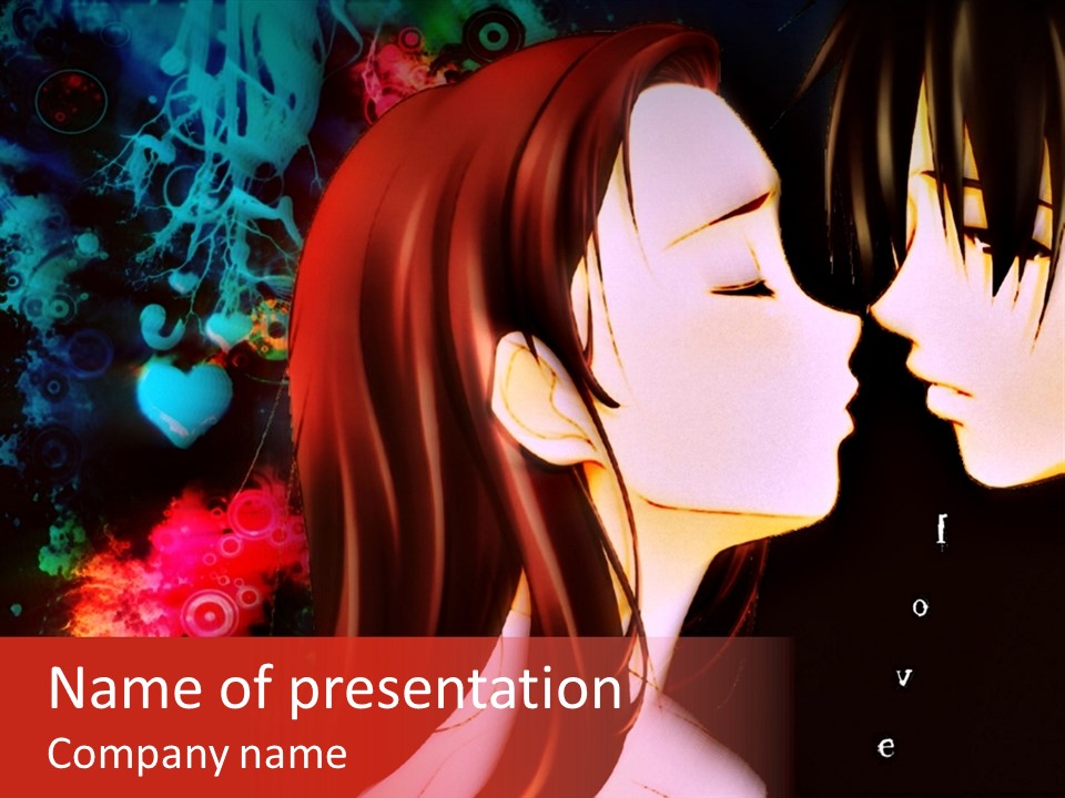 A Couple Kissing In Front Of A Colorful Background PowerPoint Template