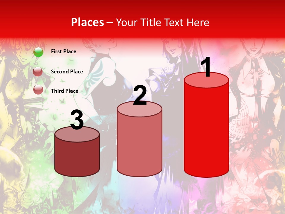 A Group Of Anime Characters With A Colorful Background PowerPoint Template