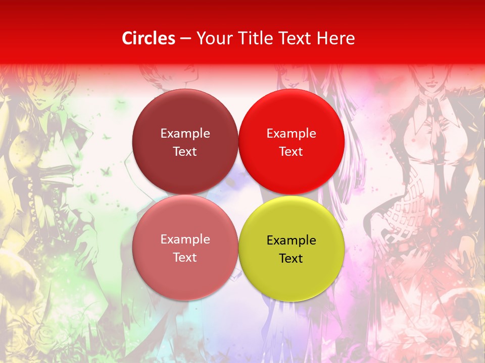 A Group Of Anime Characters With A Colorful Background PowerPoint Template