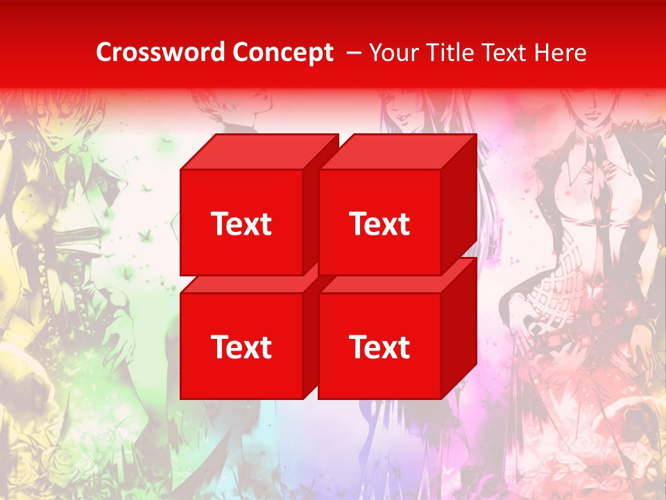 A Group Of Anime Characters With A Colorful Background PowerPoint Template