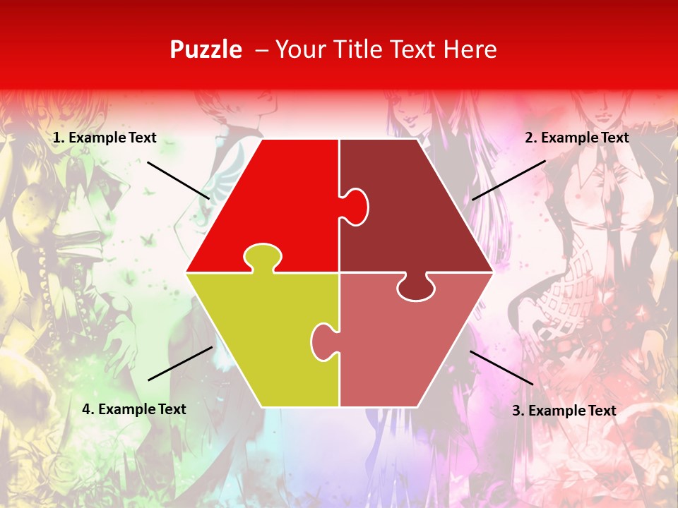 A Group Of Anime Characters With A Colorful Background PowerPoint Template