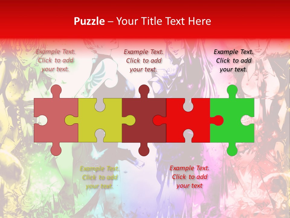 A Group Of Anime Characters With A Colorful Background PowerPoint Template