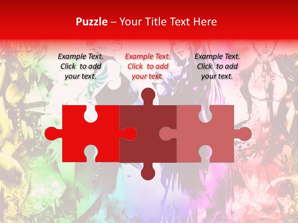 A Group Of Anime Characters With A Colorful Background PowerPoint Template