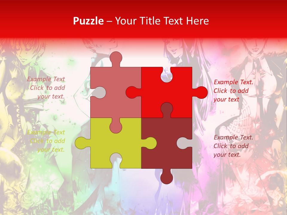 A Group Of Anime Characters With A Colorful Background PowerPoint Template