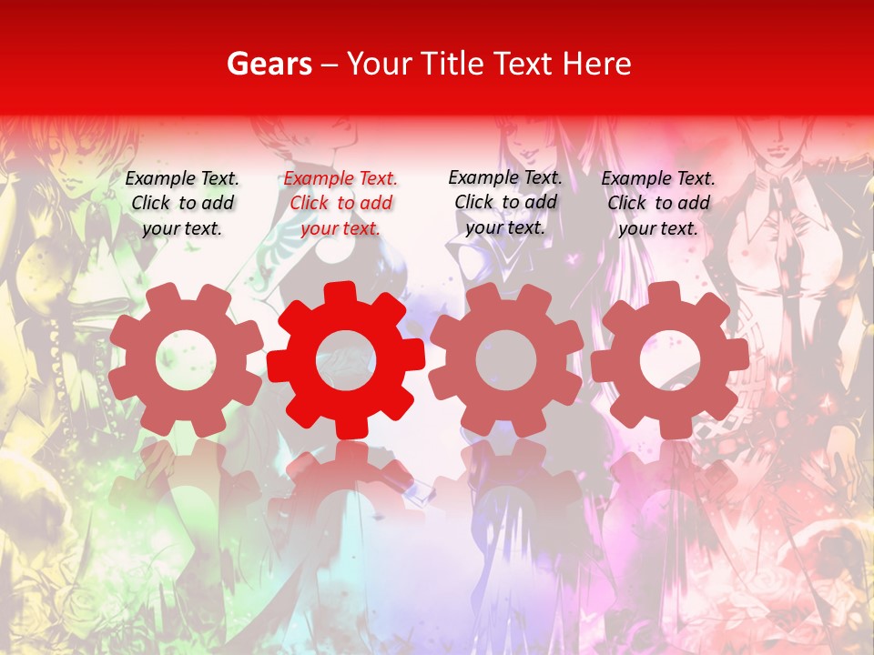 A Group Of Anime Characters With A Colorful Background PowerPoint Template
