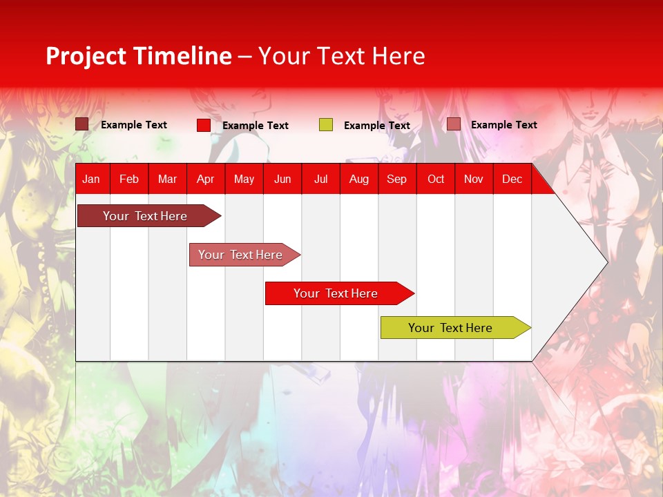 A Group Of Anime Characters With A Colorful Background PowerPoint Template
