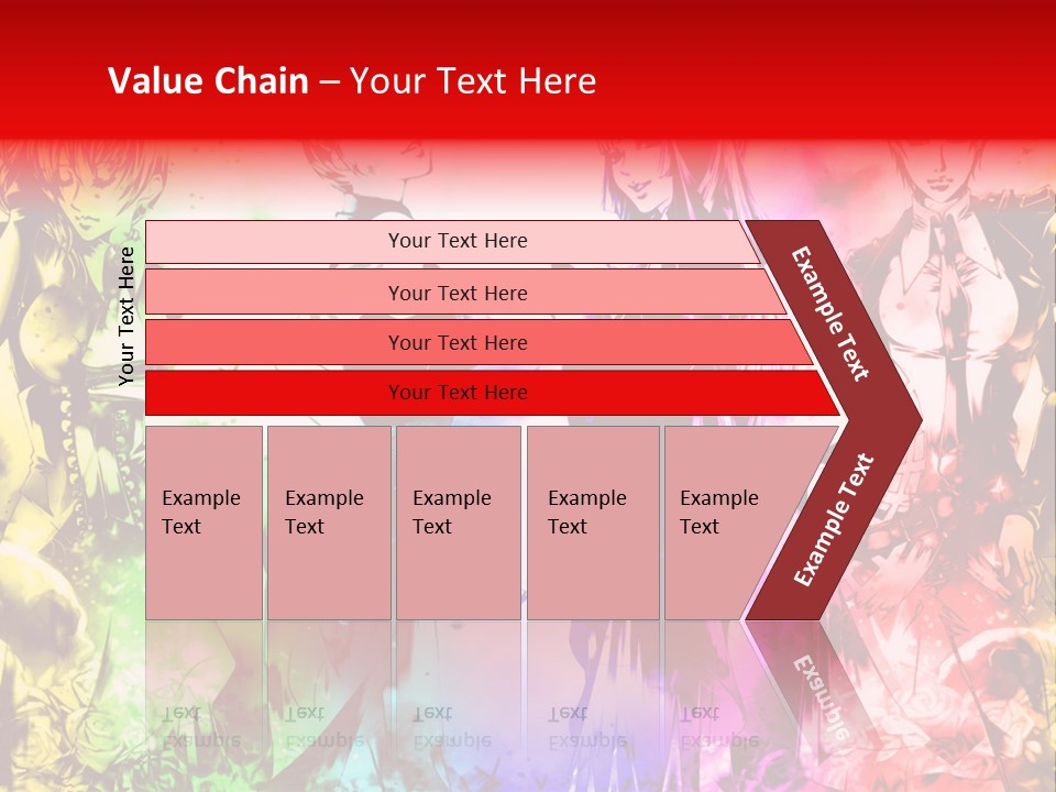 A Group Of Anime Characters With A Colorful Background PowerPoint Template