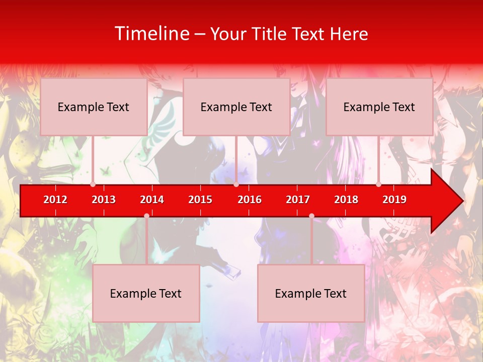 A Group Of Anime Characters With A Colorful Background PowerPoint Template