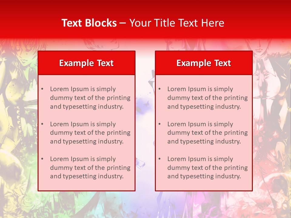 A Group Of Anime Characters With A Colorful Background PowerPoint Template