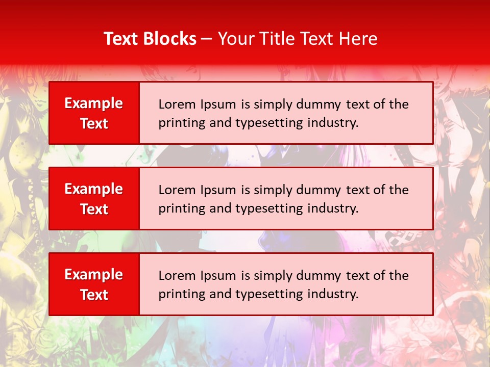 A Group Of Anime Characters With A Colorful Background PowerPoint Template