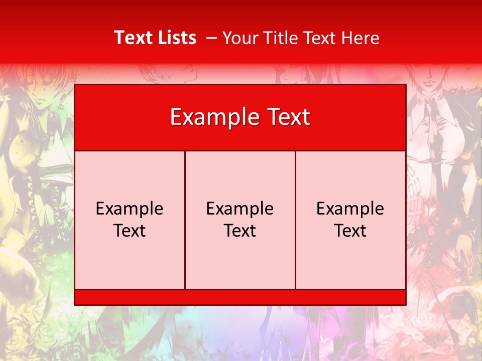 A Group Of Anime Characters With A Colorful Background PowerPoint Template