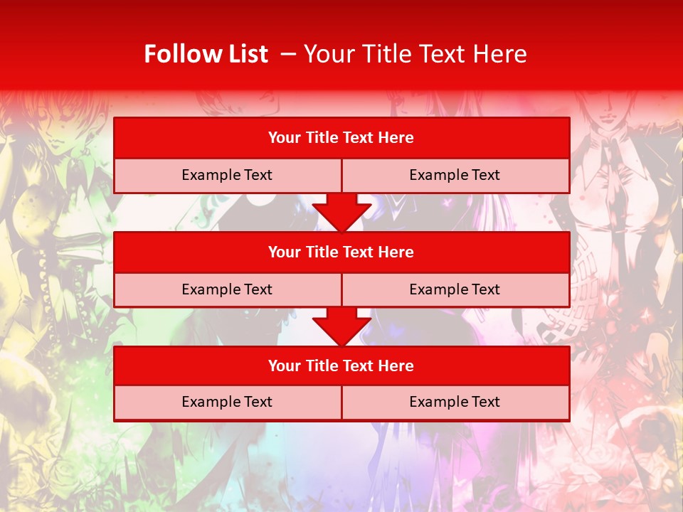 A Group Of Anime Characters With A Colorful Background PowerPoint Template