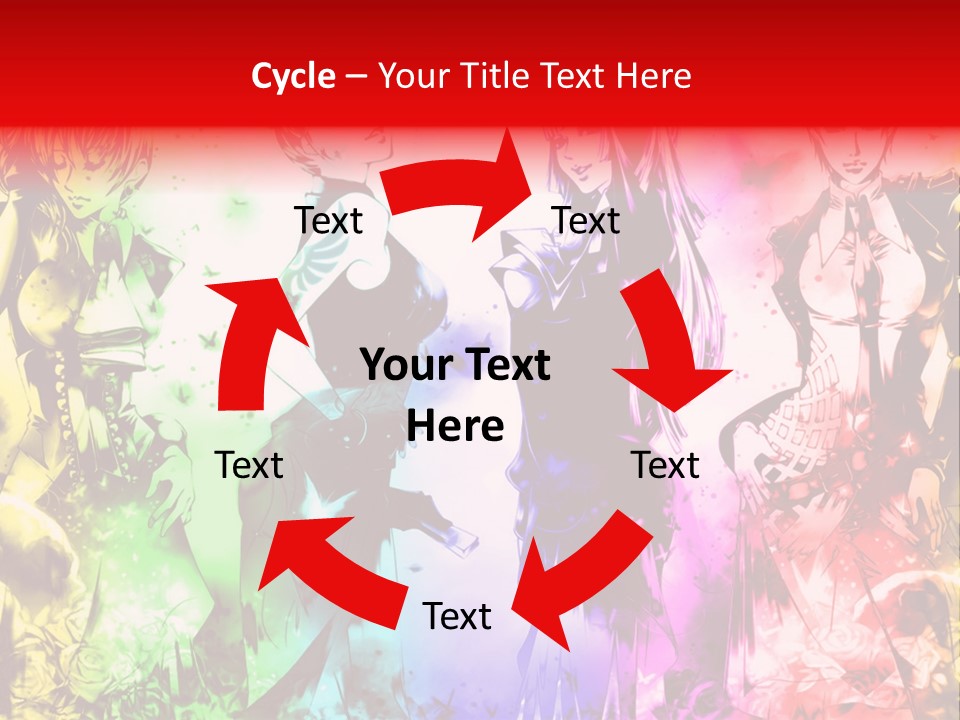 A Group Of Anime Characters With A Colorful Background PowerPoint Template