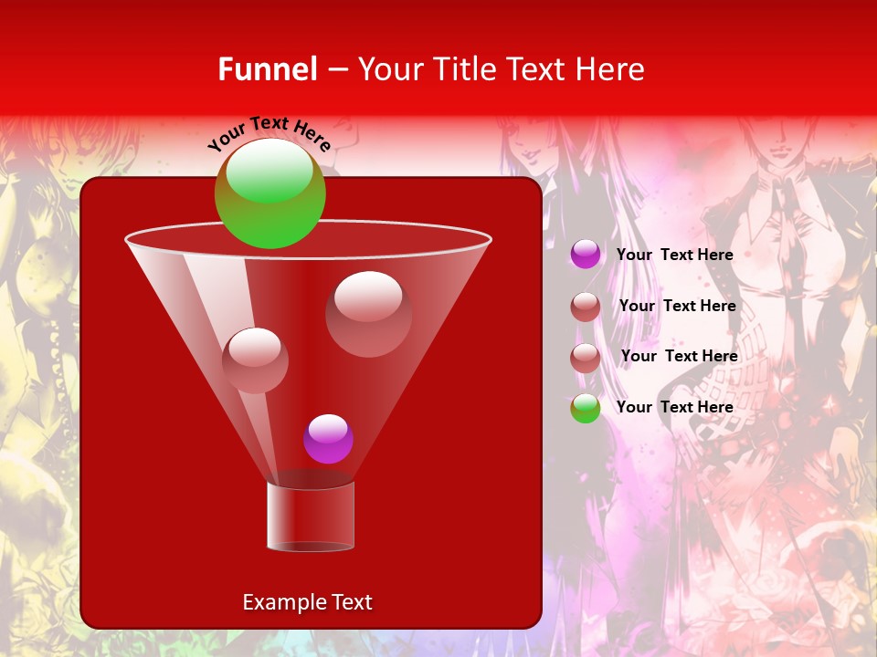 A Group Of Anime Characters With A Colorful Background PowerPoint Template