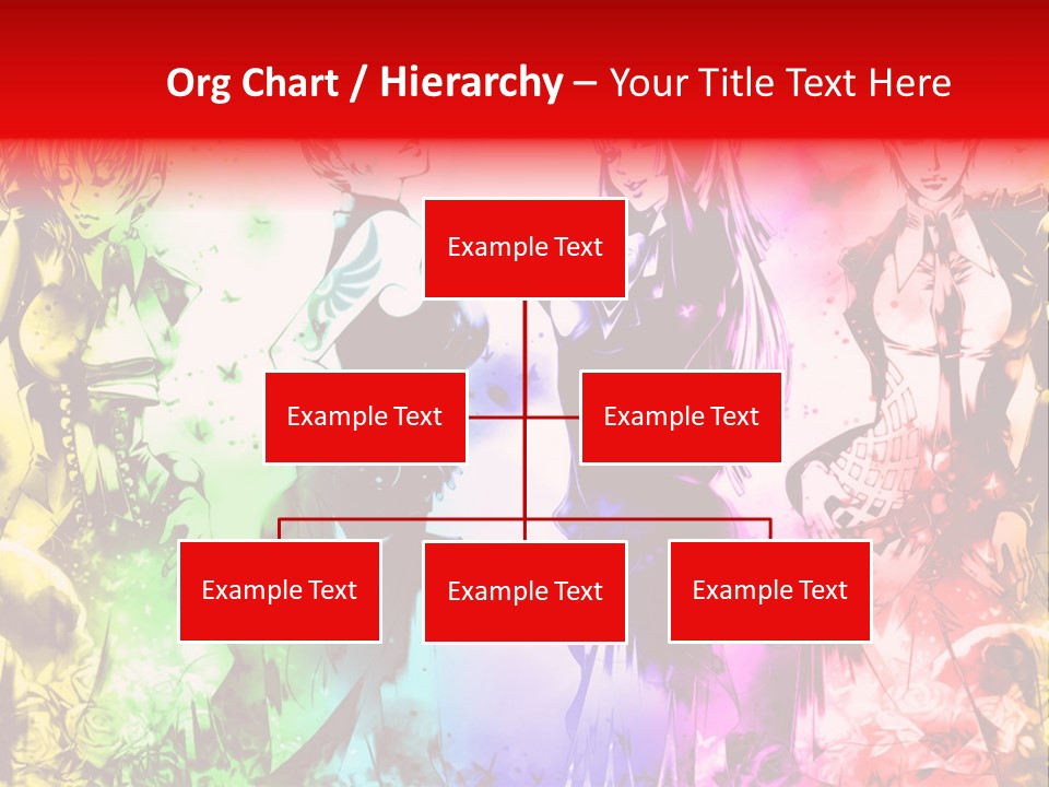 A Group Of Anime Characters With A Colorful Background PowerPoint Template