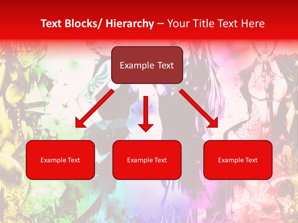 A Group Of Anime Characters With A Colorful Background PowerPoint Template