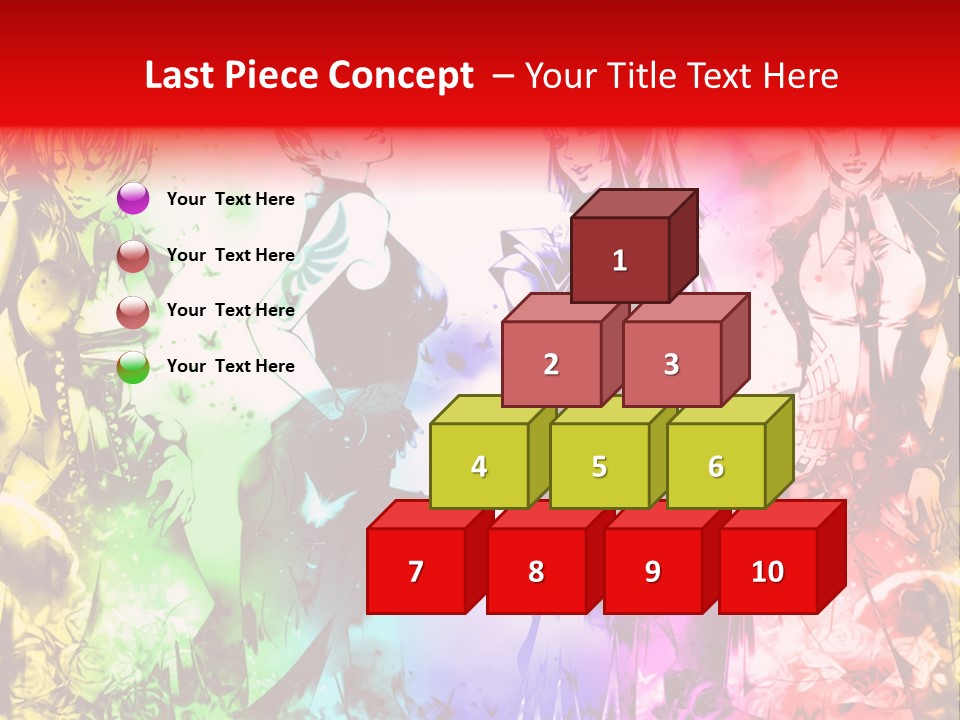 A Group Of Anime Characters With A Colorful Background PowerPoint Template