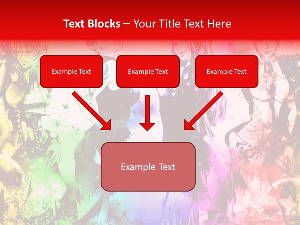 A Group Of Anime Characters With A Colorful Background PowerPoint Template