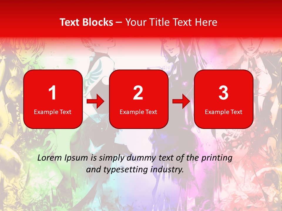 A Group Of Anime Characters With A Colorful Background PowerPoint Template