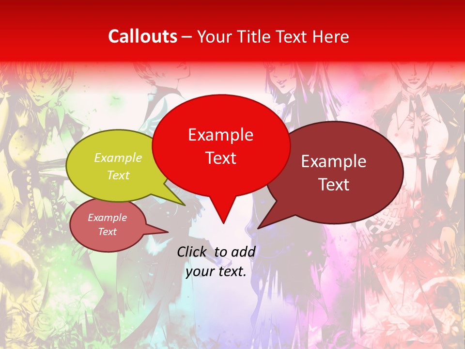 A Group Of Anime Characters With A Colorful Background PowerPoint Template