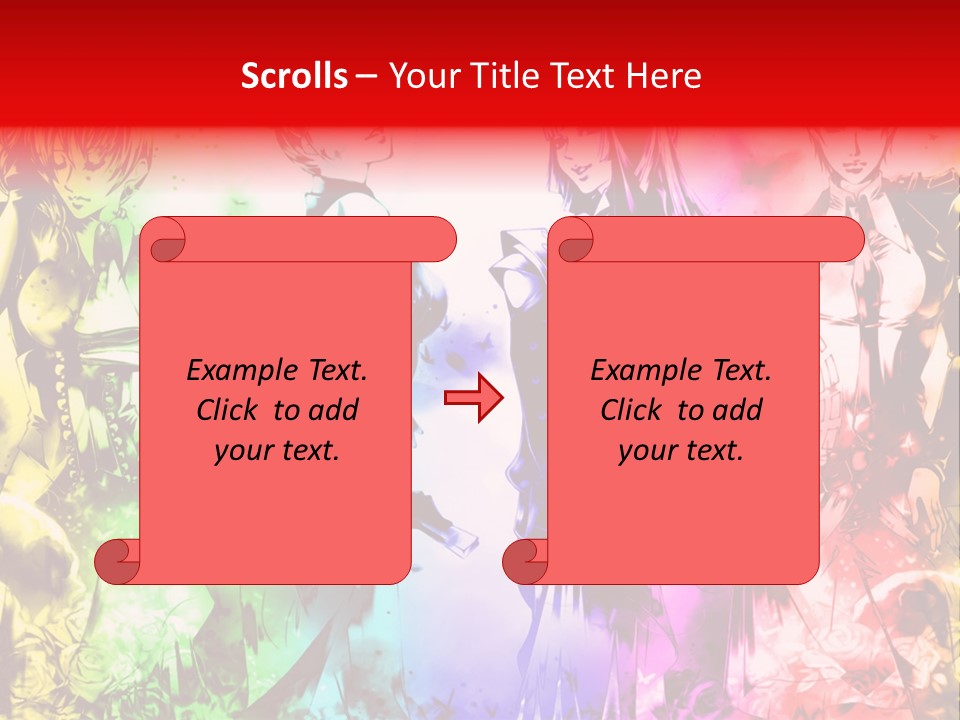 A Group Of Anime Characters With A Colorful Background PowerPoint Template