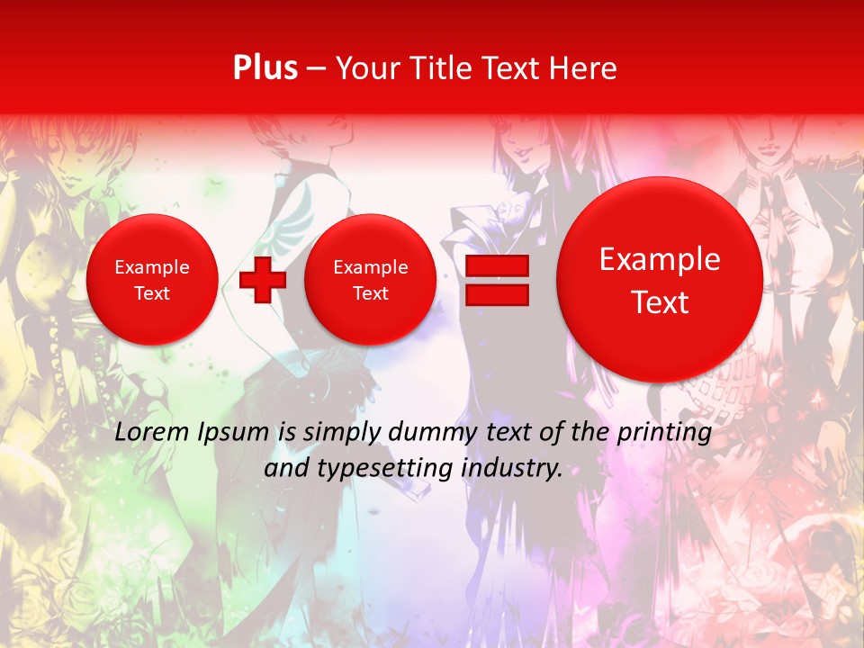 A Group Of Anime Characters With A Colorful Background PowerPoint Template