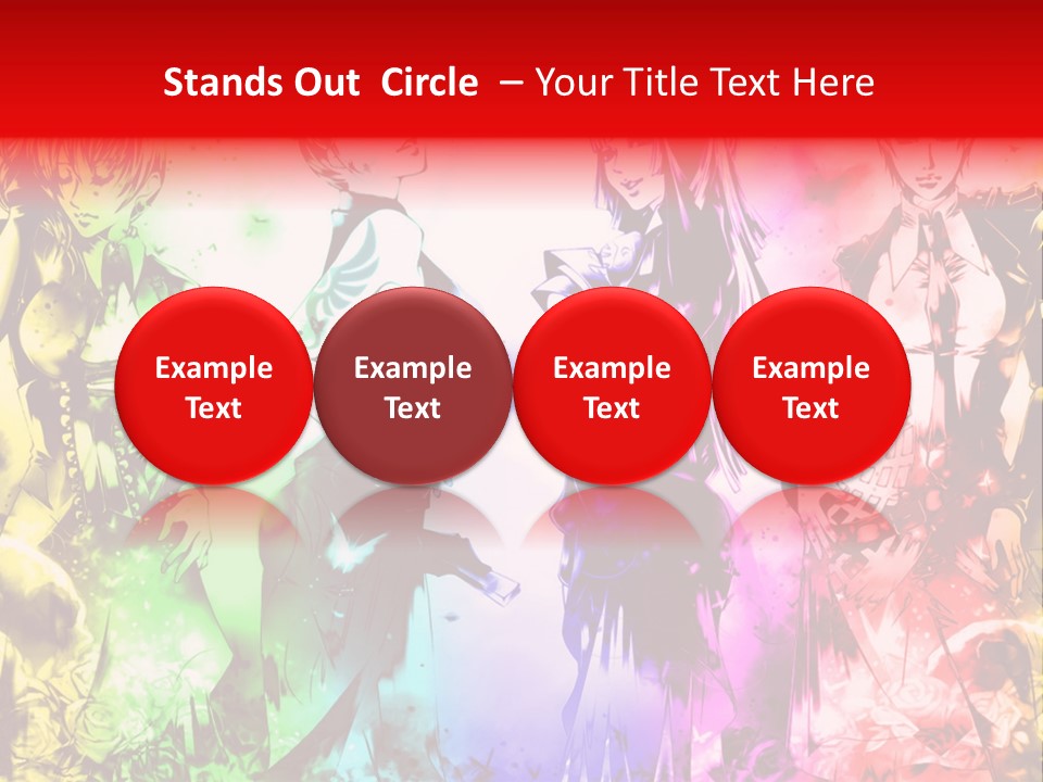 A Group Of Anime Characters With A Colorful Background PowerPoint Template