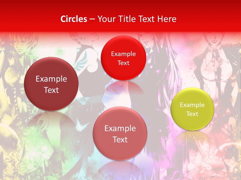 A Group Of Anime Characters With A Colorful Background PowerPoint Template