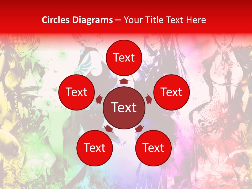 A Group Of Anime Characters With A Colorful Background PowerPoint Template