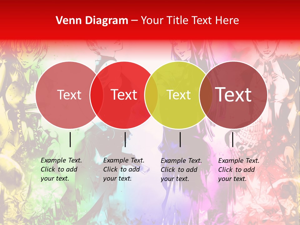 A Group Of Anime Characters With A Colorful Background PowerPoint Template