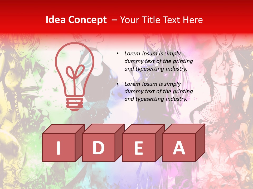 A Group Of Anime Characters With A Colorful Background PowerPoint Template