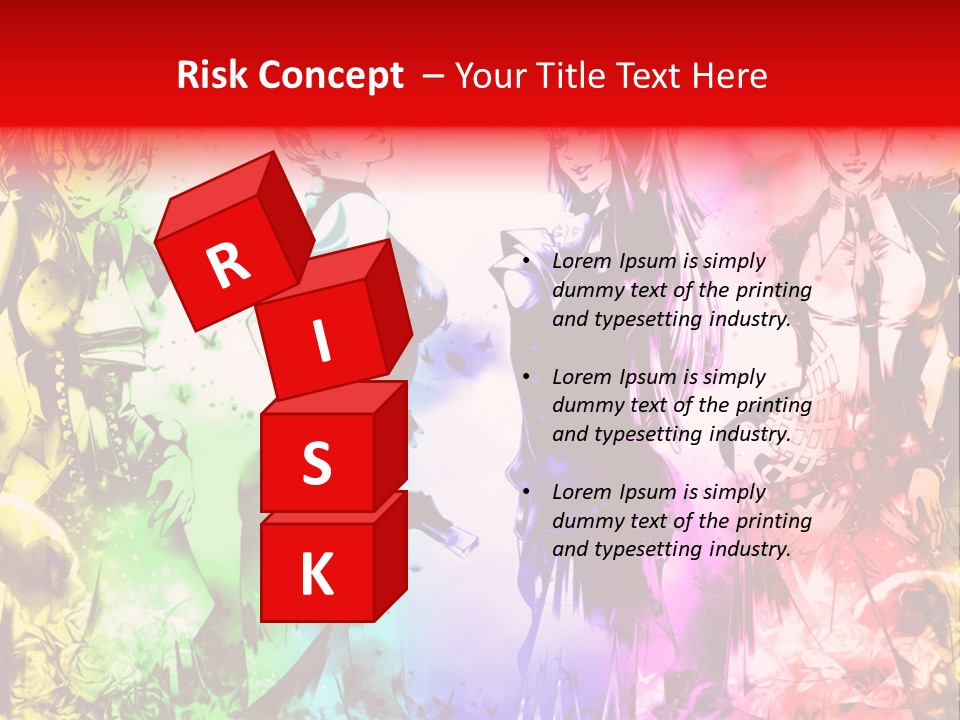 A Group Of Anime Characters With A Colorful Background PowerPoint Template