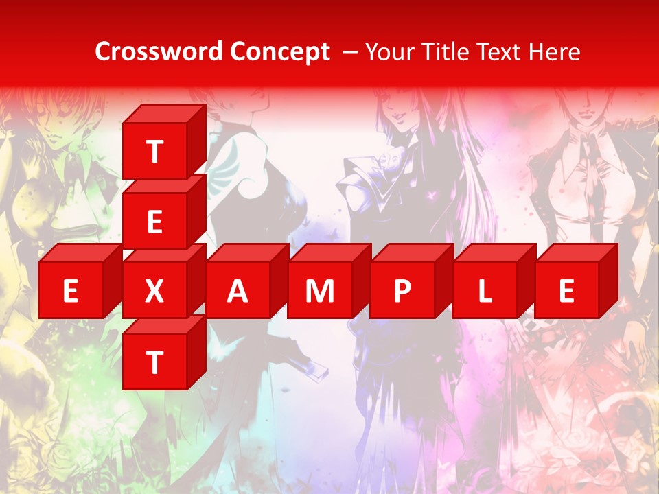 A Group Of Anime Characters With A Colorful Background PowerPoint Template