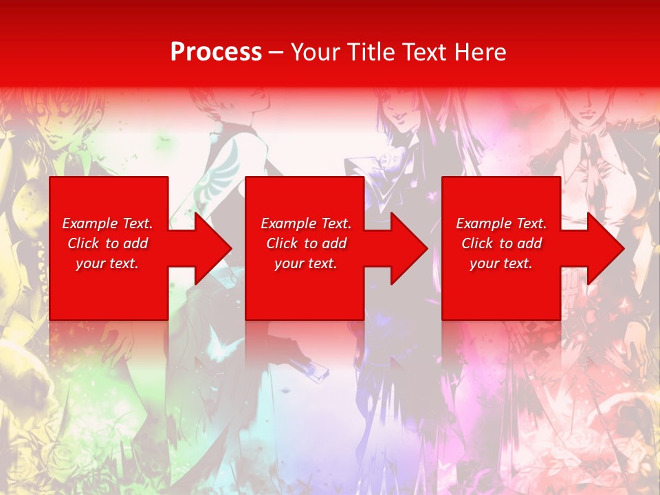A Group Of Anime Characters With A Colorful Background PowerPoint Template