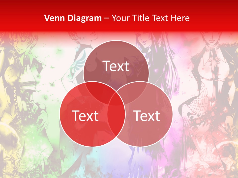 A Group Of Anime Characters With A Colorful Background PowerPoint Template