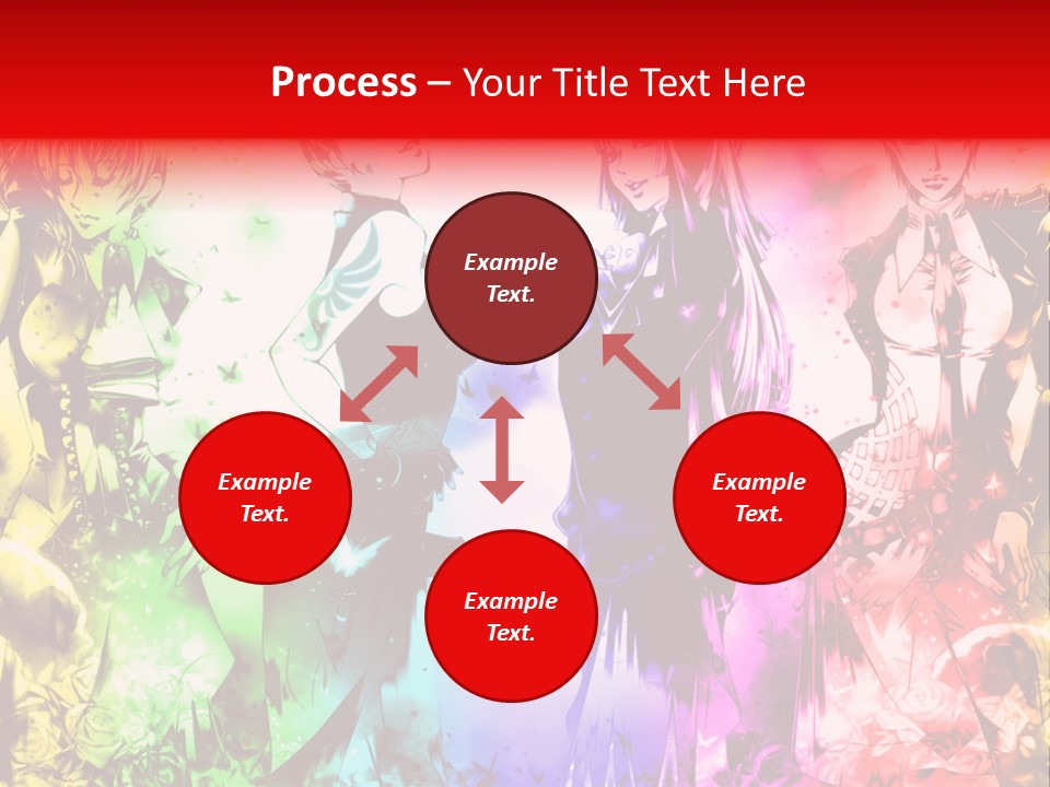 A Group Of Anime Characters With A Colorful Background PowerPoint Template