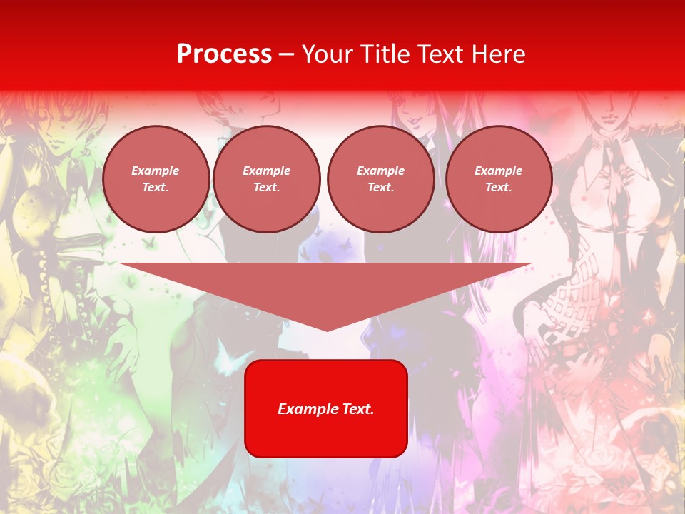 A Group Of Anime Characters With A Colorful Background PowerPoint Template