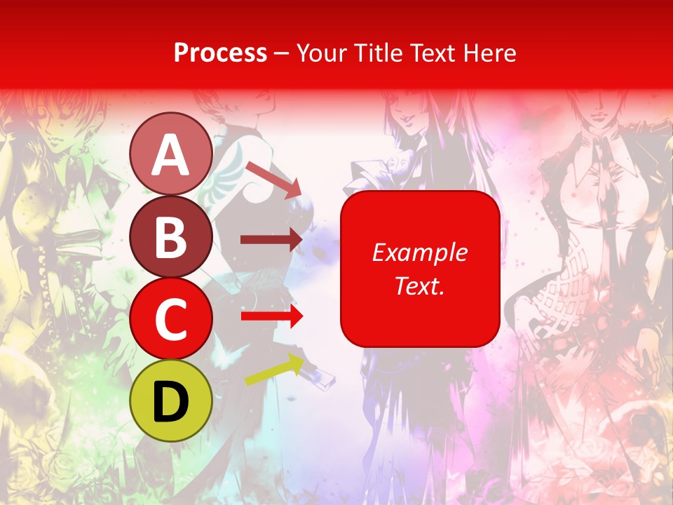 A Group Of Anime Characters With A Colorful Background PowerPoint Template