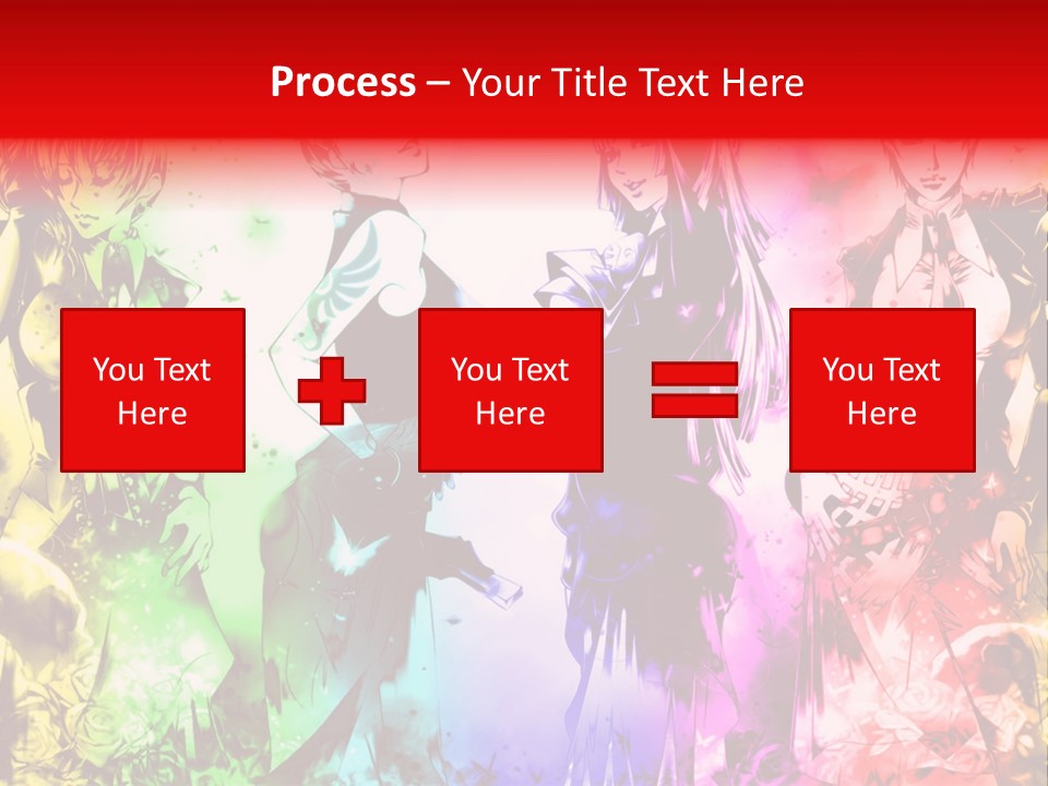 A Group Of Anime Characters With A Colorful Background PowerPoint Template